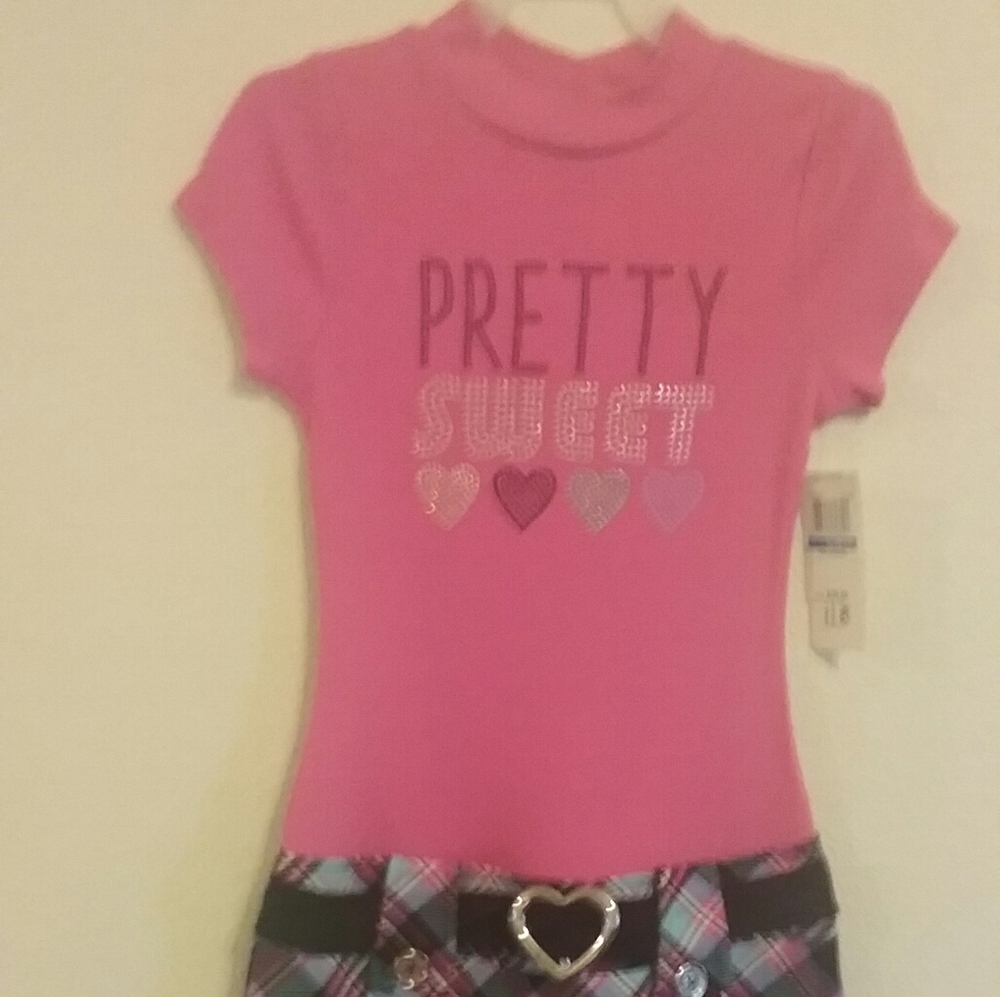 Pink and Violet, pink and plaid dress, size 10/12